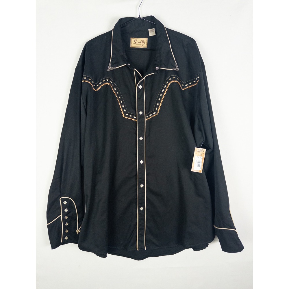 Scully Since 1906 Diamond Yoke Embroidered Western Shirt Mens XXL Black NWT Cowb